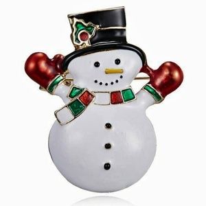 Snowman Brooch with Scarf and Hat NWT